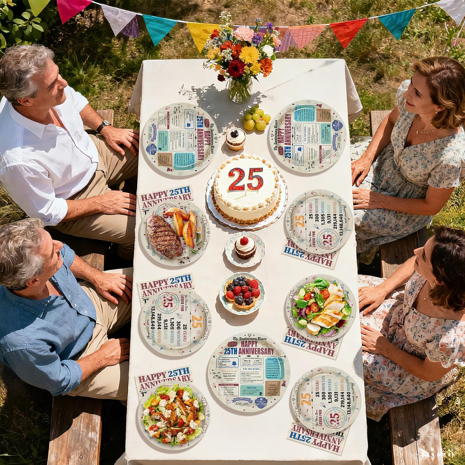 Retro 25th Anniversary Plates & Napkins Set - 96 Pcs image 7