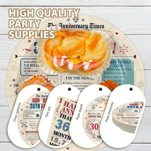 Retro 30th Anniversary Plates & Napkins Set - 96 Pcs image 5
