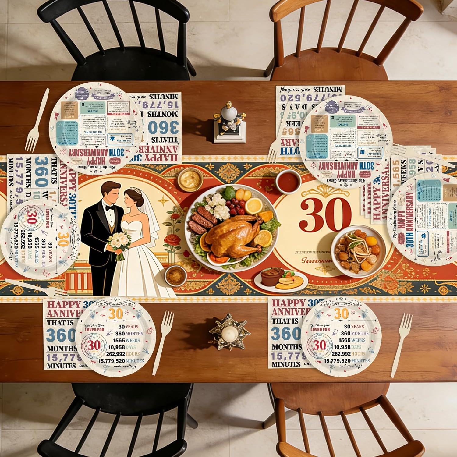 Retro 30th Anniversary Plates & Napkins Set - 96 Pcs image 7