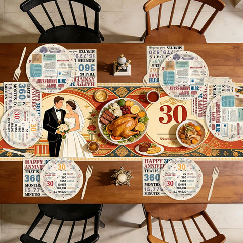Retro 30th Anniversary Plates & Napkins Set - 96 Pcs image 7