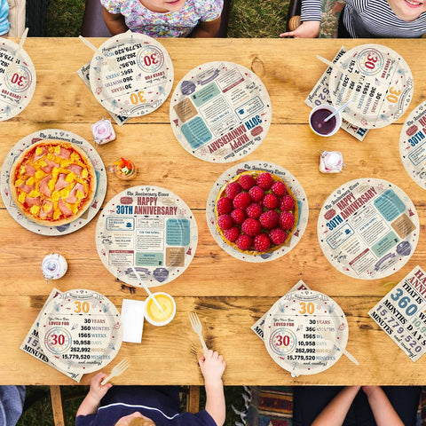 Retro 30th Anniversary Plates & Napkins Set - 96 Pcs image 8