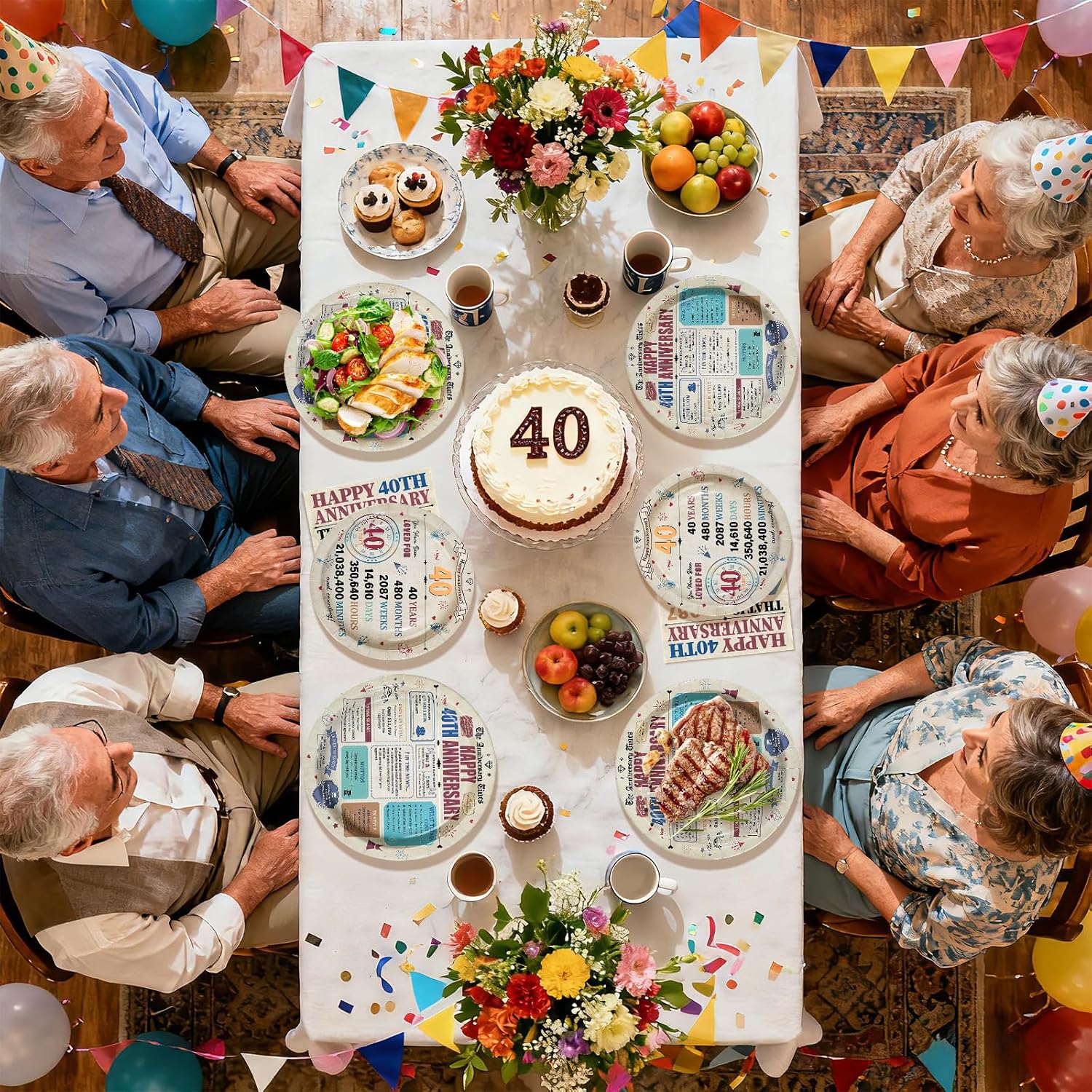 Retro 40th Anniversary Plates & Napkins Set - 96 Pcs image 7