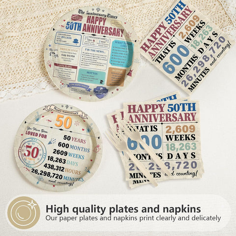 Retro 50th Anniversary Plates & Napkins Set - 96 Pcs image 4