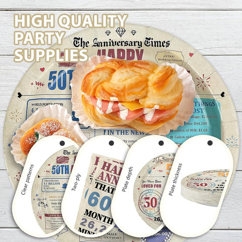 Retro 50th Anniversary Plates & Napkins Set - 96 Pcs image 6