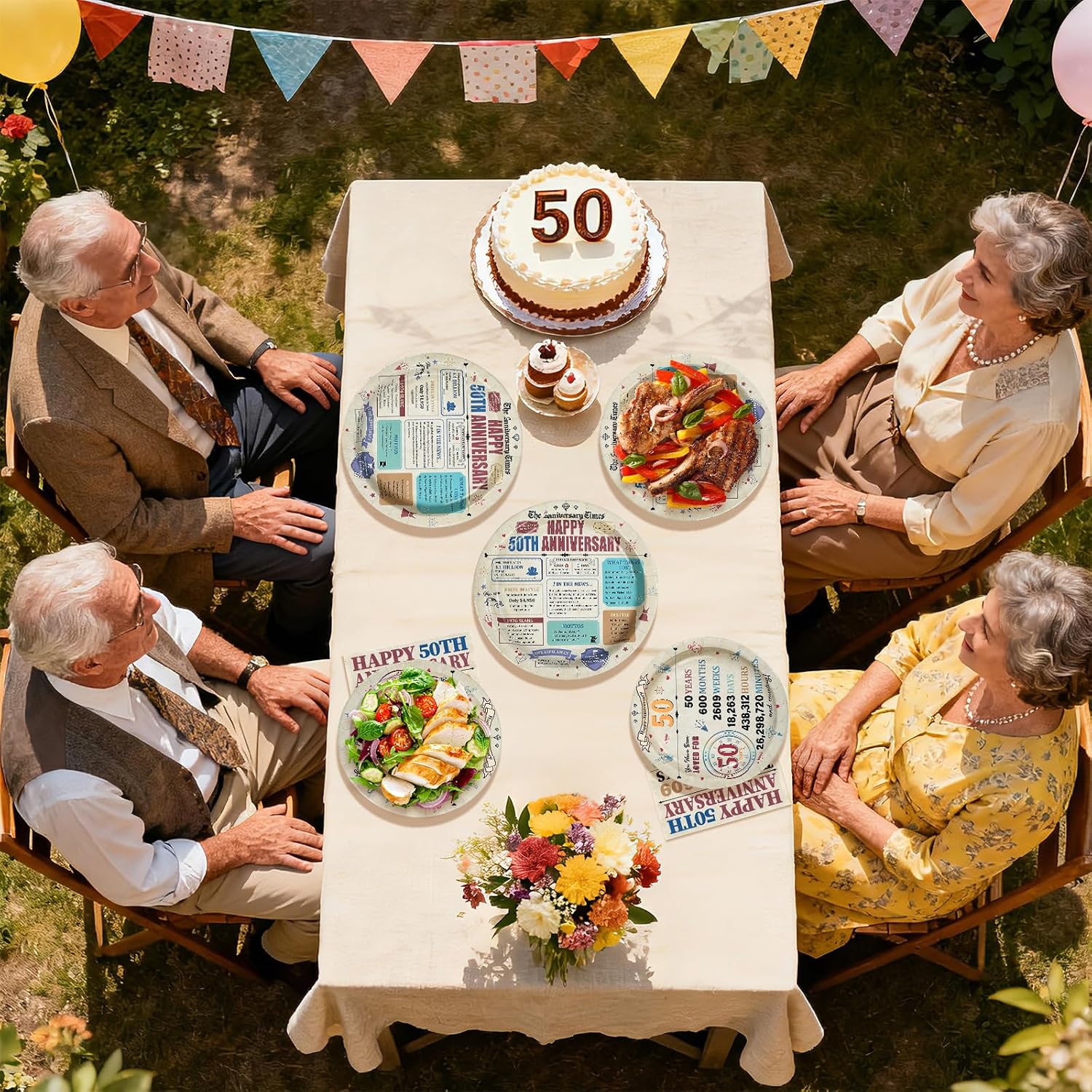 Retro 50th Anniversary Plates & Napkins Set - 96 Pcs image 7