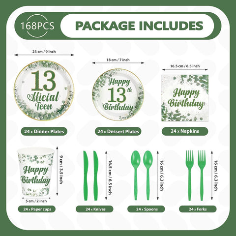 Sage Green Cheers to 13 Years 9-inch Dinner Plates Detail View
