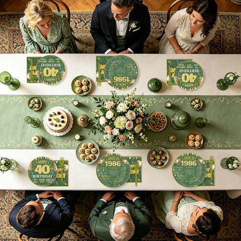 Sage Green 40th Birthday Plates & Napkins Set - 96 Pcs image 8