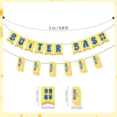 Salted Butter Bash Party Banner - Yellow Food Themed Hanging Decor - Grencian