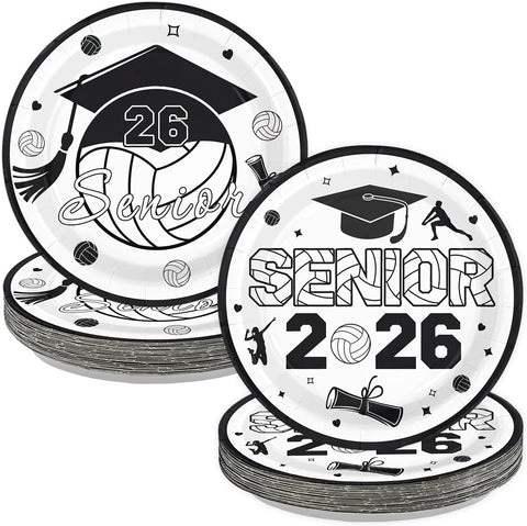 50 Pcs 9-inch Volleyball Graduation Party Paper Plates - Grencian