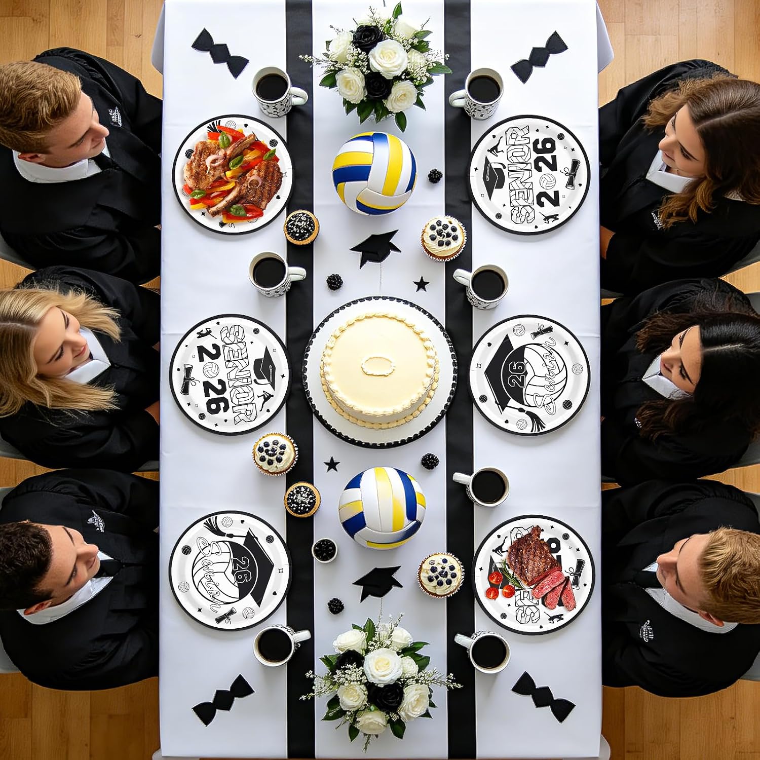 50 Pcs 9-inch Volleyball Graduation Party Paper Plates - Grencian