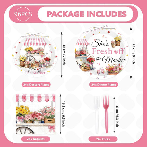She Is Fresh off the Market Plates & Napkins - 96 Pcs image 5