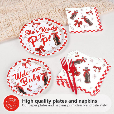 She's Ready to Pop Baby Shower Plates & Napkins - 96 Pcs image 4