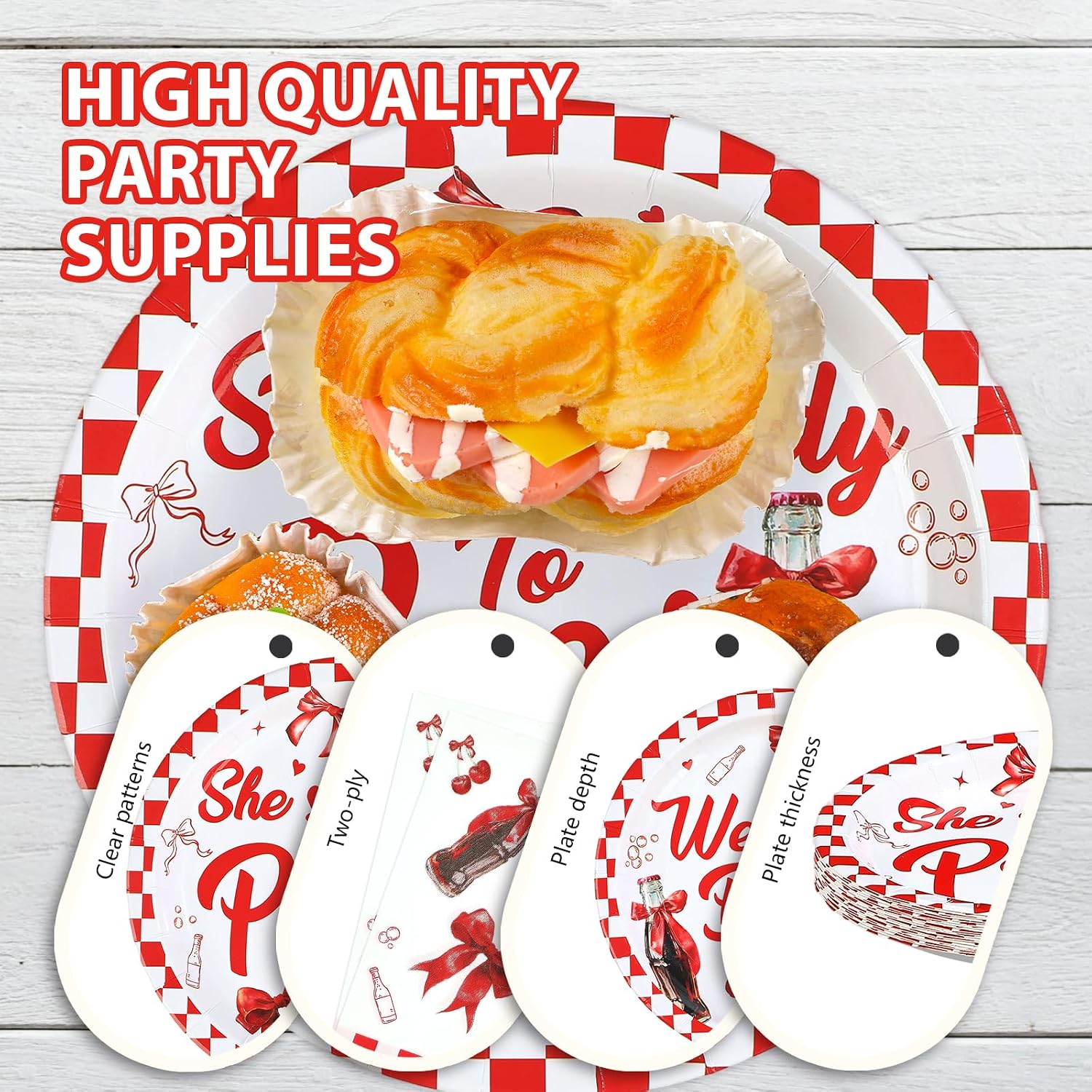 She's Ready to Pop Baby Shower Plates & Napkins - 96 Pcs image 6