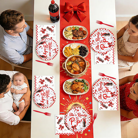 She's Ready to Pop Baby Shower Plates & Napkins - 96 Pcs image 7