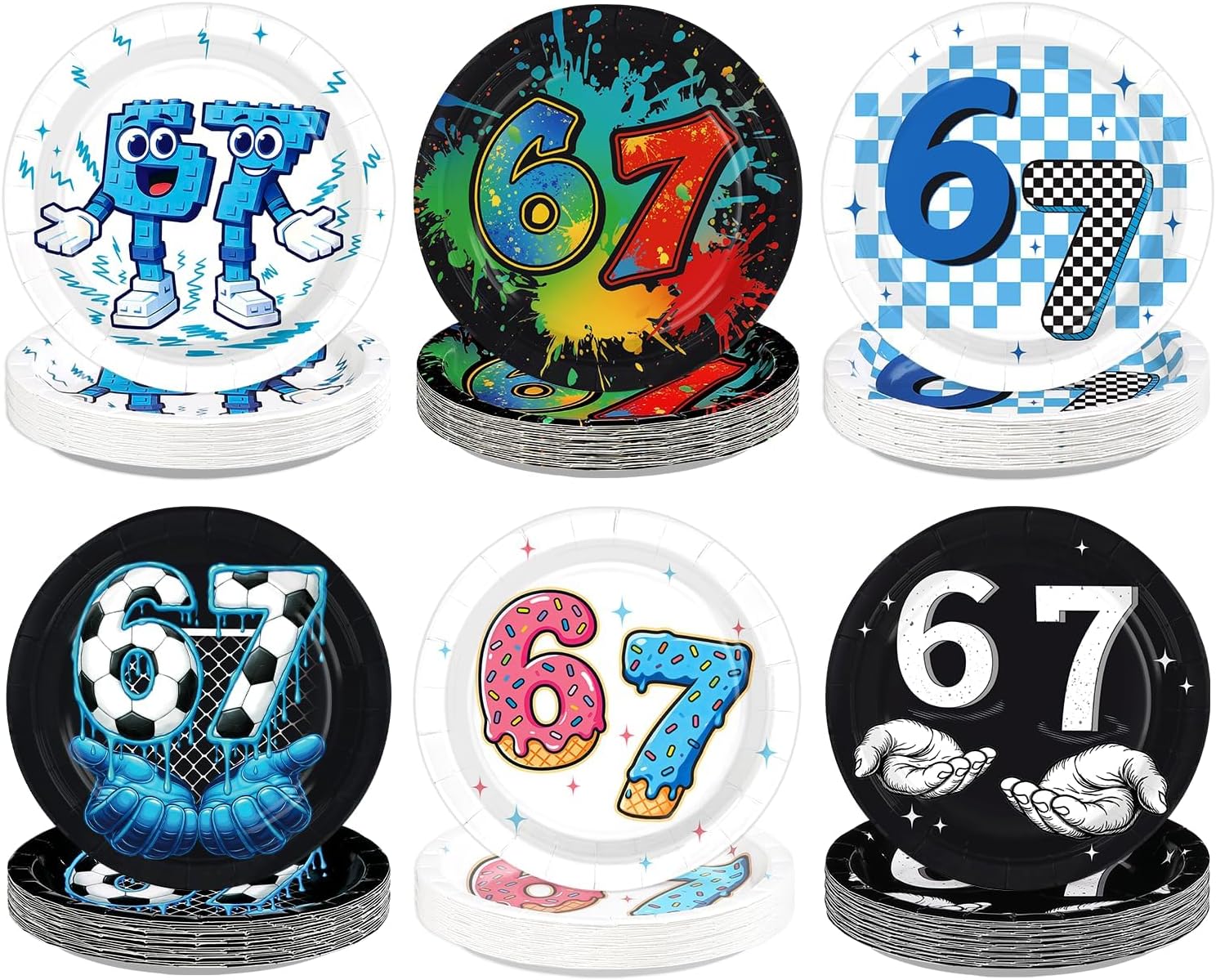 Six Seven meme paper plates 7 inch - six seven text design