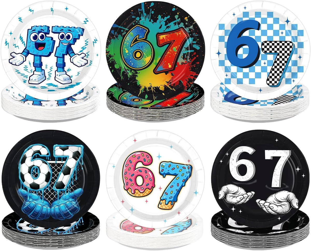 Six Seven meme paper plates 7 inch - six seven text design