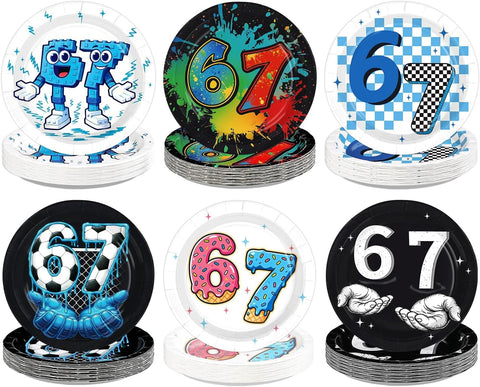 Six Seven meme paper plates 7 inch - six seven text design