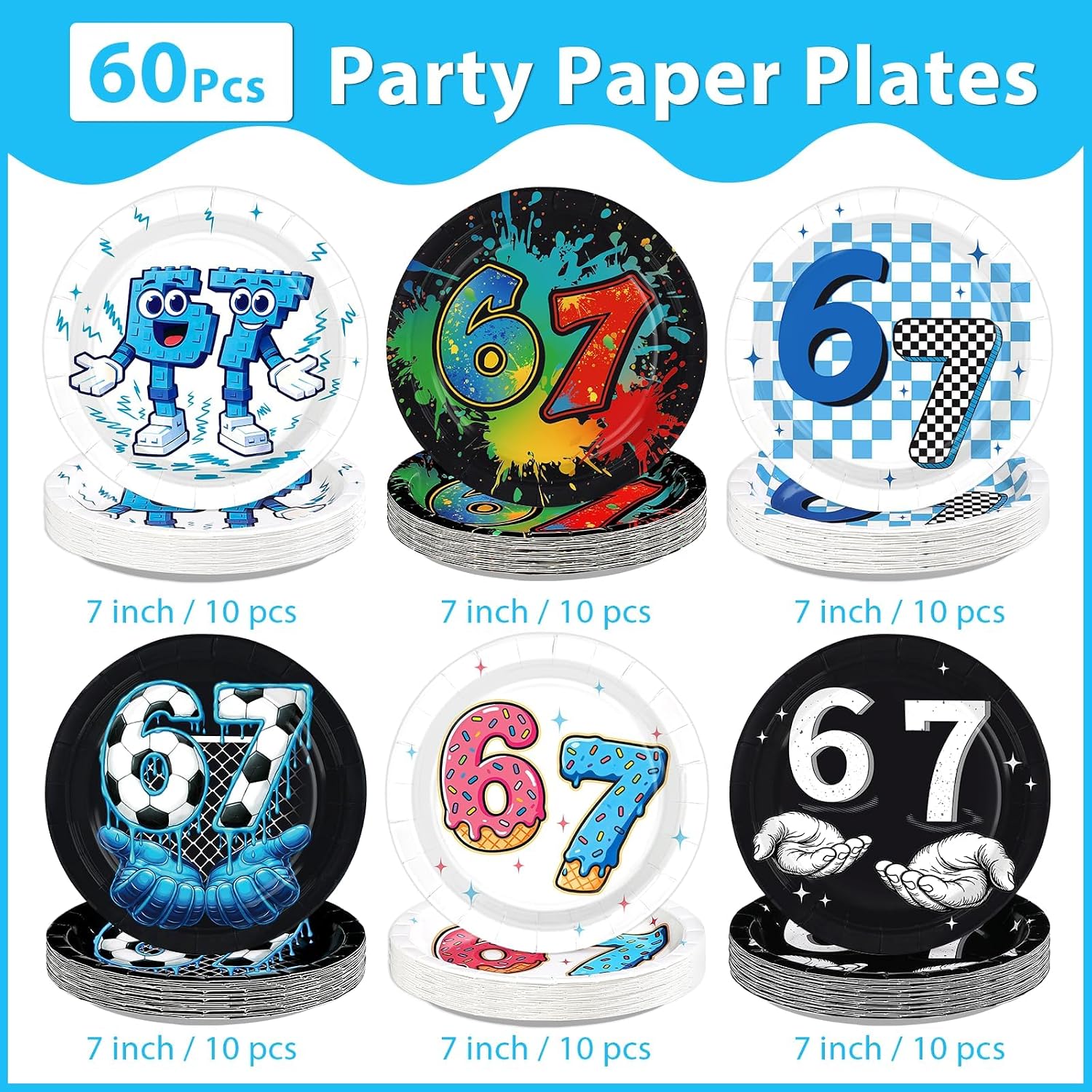 Six Seven meme dessert plates - donut 6 7 pattern