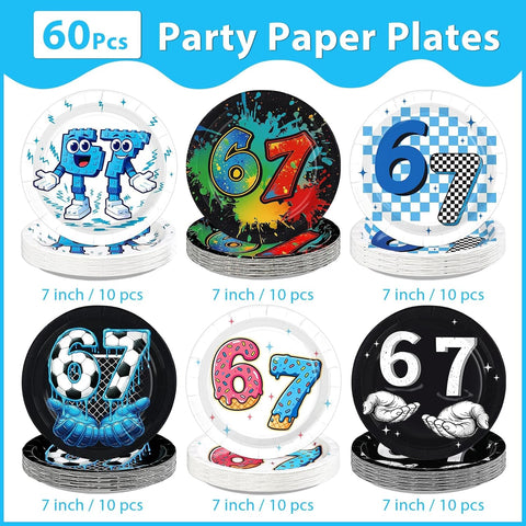 Six Seven meme dessert plates - donut 6 7 pattern