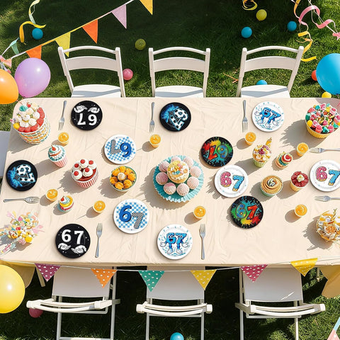 Six Seven meme paper plates 60 pack - party table setting