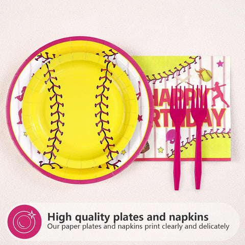 Softball Sports Birthday Plates & Napkins Set - 96 Pcs image 3