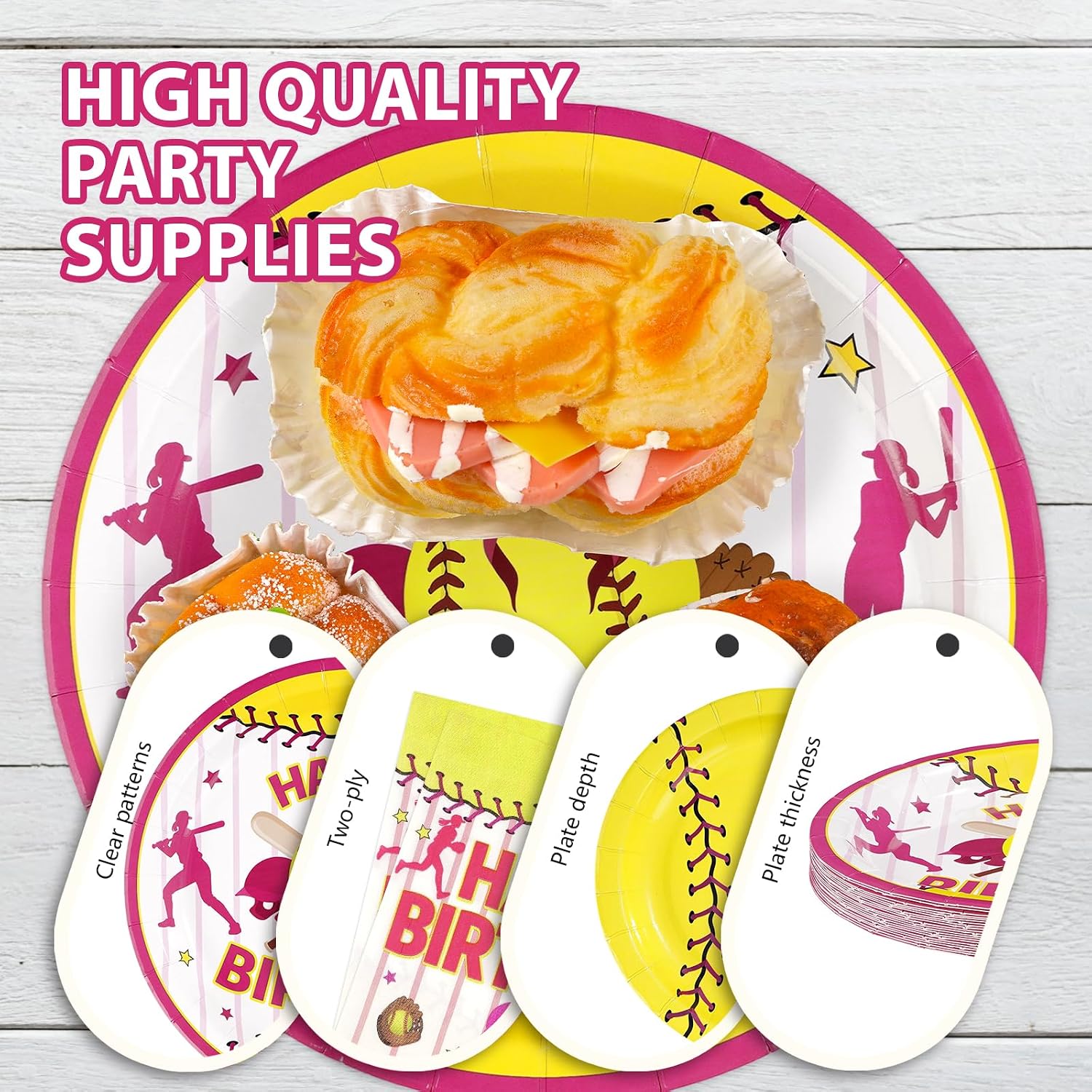 Softball Sports Birthday Plates & Napkins Set - 96 Pcs image 6