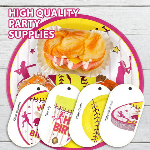 Softball Sports Birthday Plates & Napkins Set - 96 Pcs image 6
