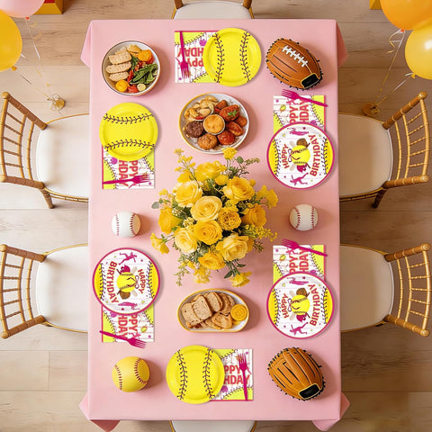 Softball Sports Birthday Plates & Napkins Set - 96 Pcs image 7