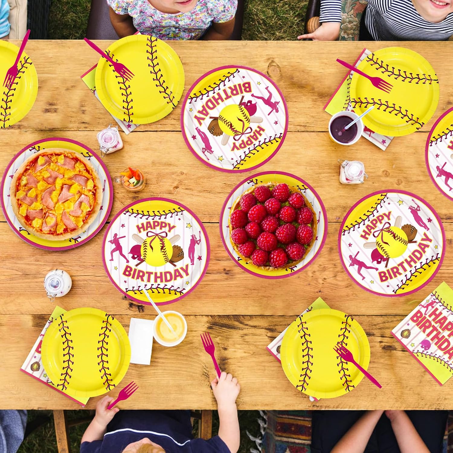 Softball Sports Birthday Plates & Napkins Set - 96 Pcs image 8