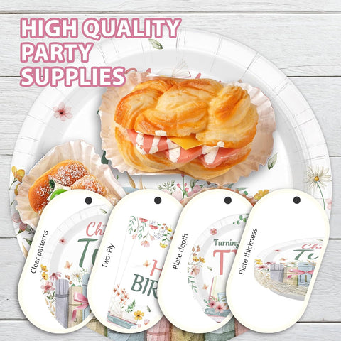 96 Pcs Storybook 2nd Birthday Party Plates and Napkins - Grencian
