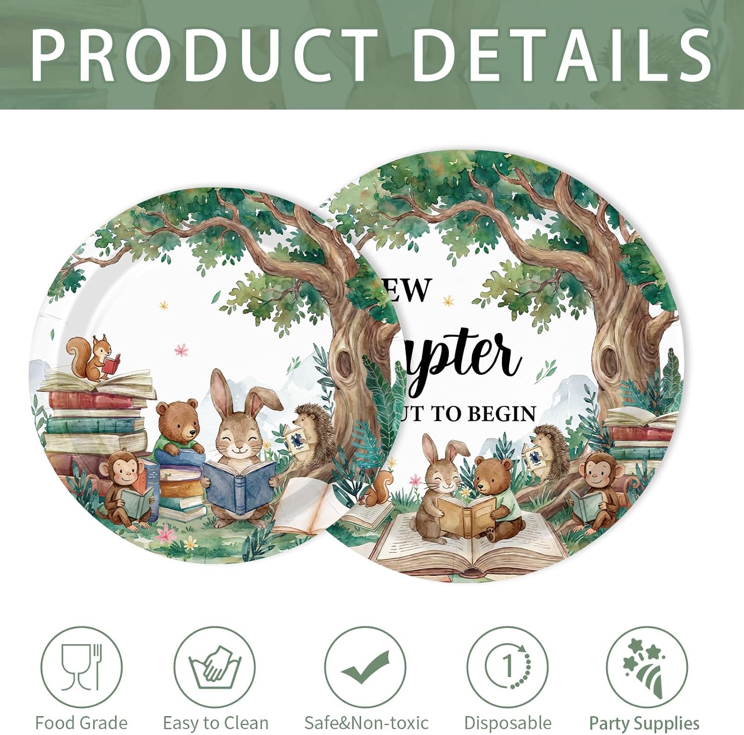 250Pcs Storybook Baby Shower Plates Napkins and Cups - Grencian