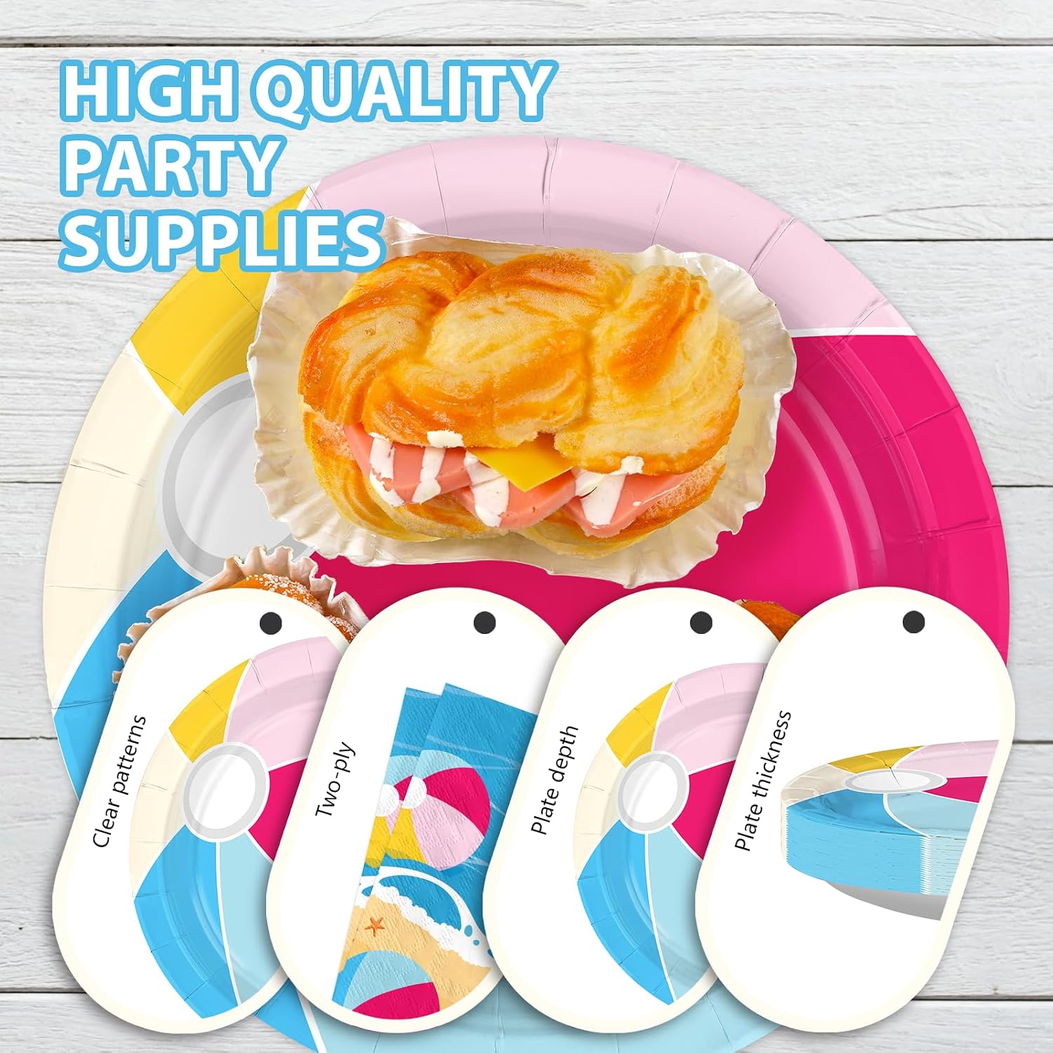 Summer Beach Ball Party Plates & Napkins Set - 96 Pcs image 6