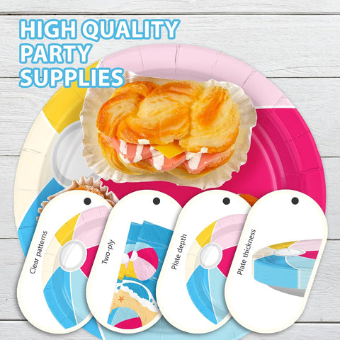 Summer Beach Ball Party Plates & Napkins Set - 96 Pcs image 6