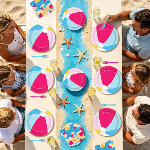 Summer Beach Ball Party Plates & Napkins Set - 96 Pcs image 8