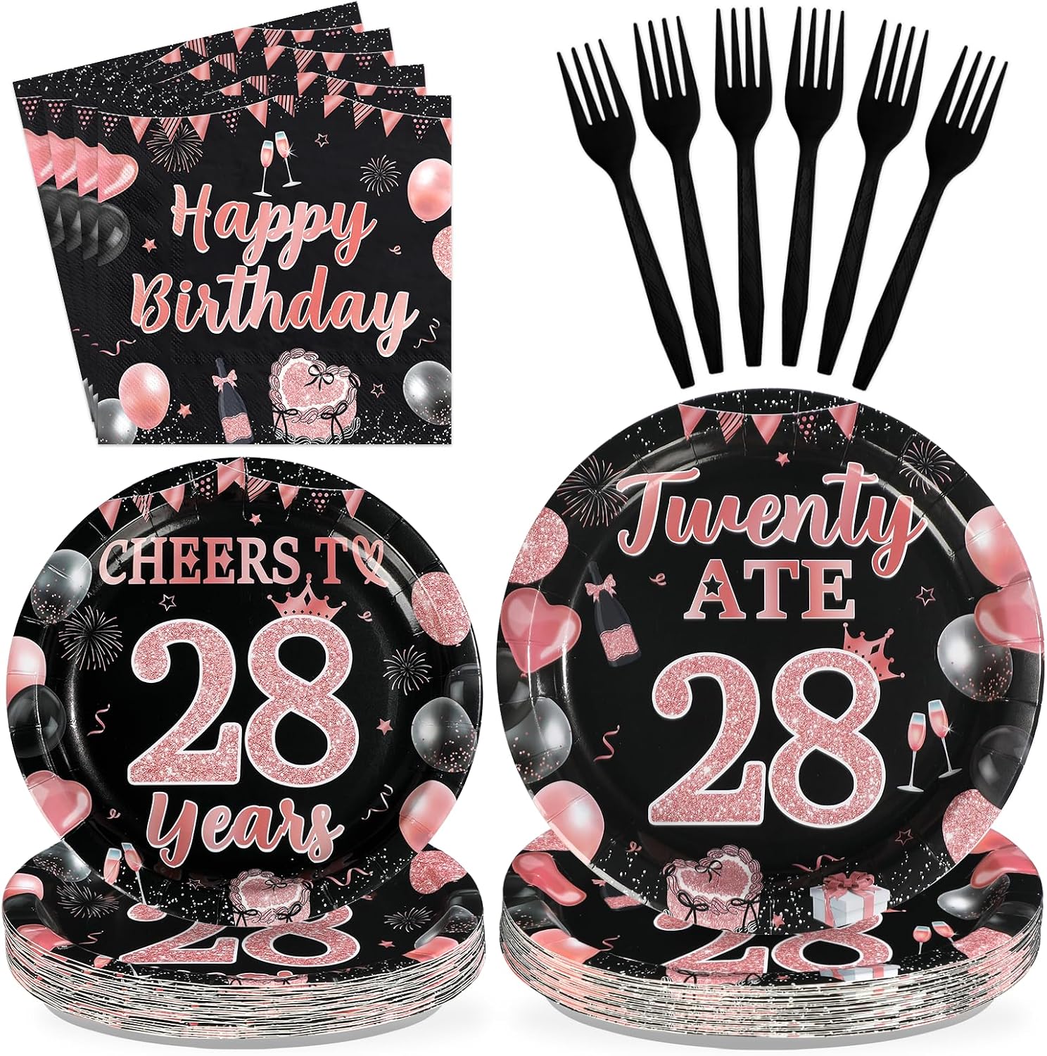 Twenty ATE 28th Birthday Plates & Napkins Set - 96 Pcs image 1