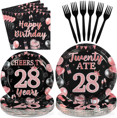 Twenty ATE 28th Birthday Plates & Napkins Set - 96 Pcs image 1