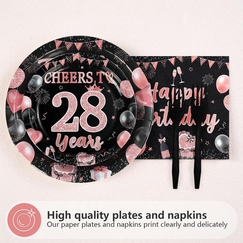 Twenty ATE 28th Birthday Plates & Napkins Set - 96 Pcs image 2