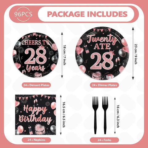 Twenty ATE 28th Birthday Plates & Napkins Set - 96 Pcs image 5