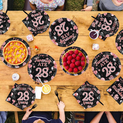 Twenty ATE 28th Birthday Plates & Napkins Set - 96 Pcs image 7