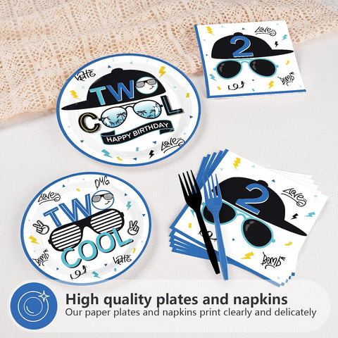 Two Cool 2nd Birthday Plates & Napkins Set - 96 Pcs image 4