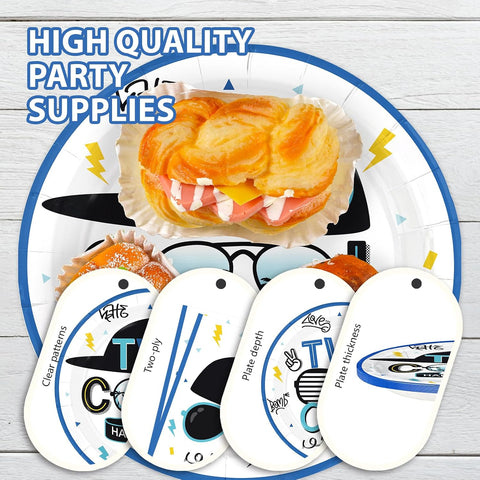 Two Cool 2nd Birthday Plates & Napkins Set - 96 Pcs image 6