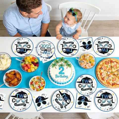 Two Cool 2nd Birthday Plates & Napkins Set - 96 Pcs image 7