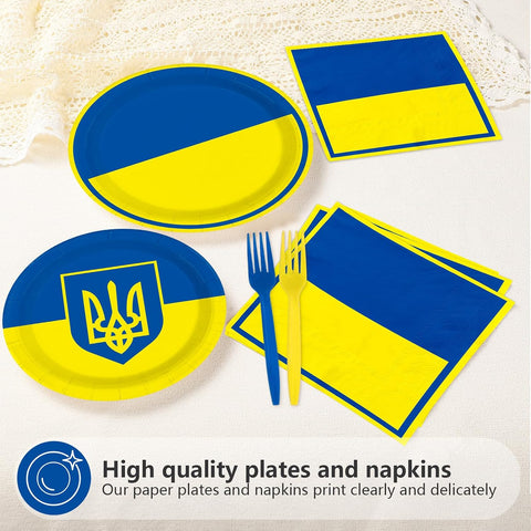 Ukraine trident dessert plates 7 inch close-up