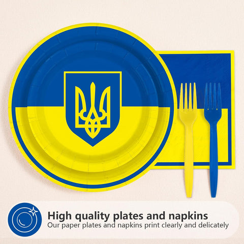 Ukraine blue yellow 9 inch dinner plates detail