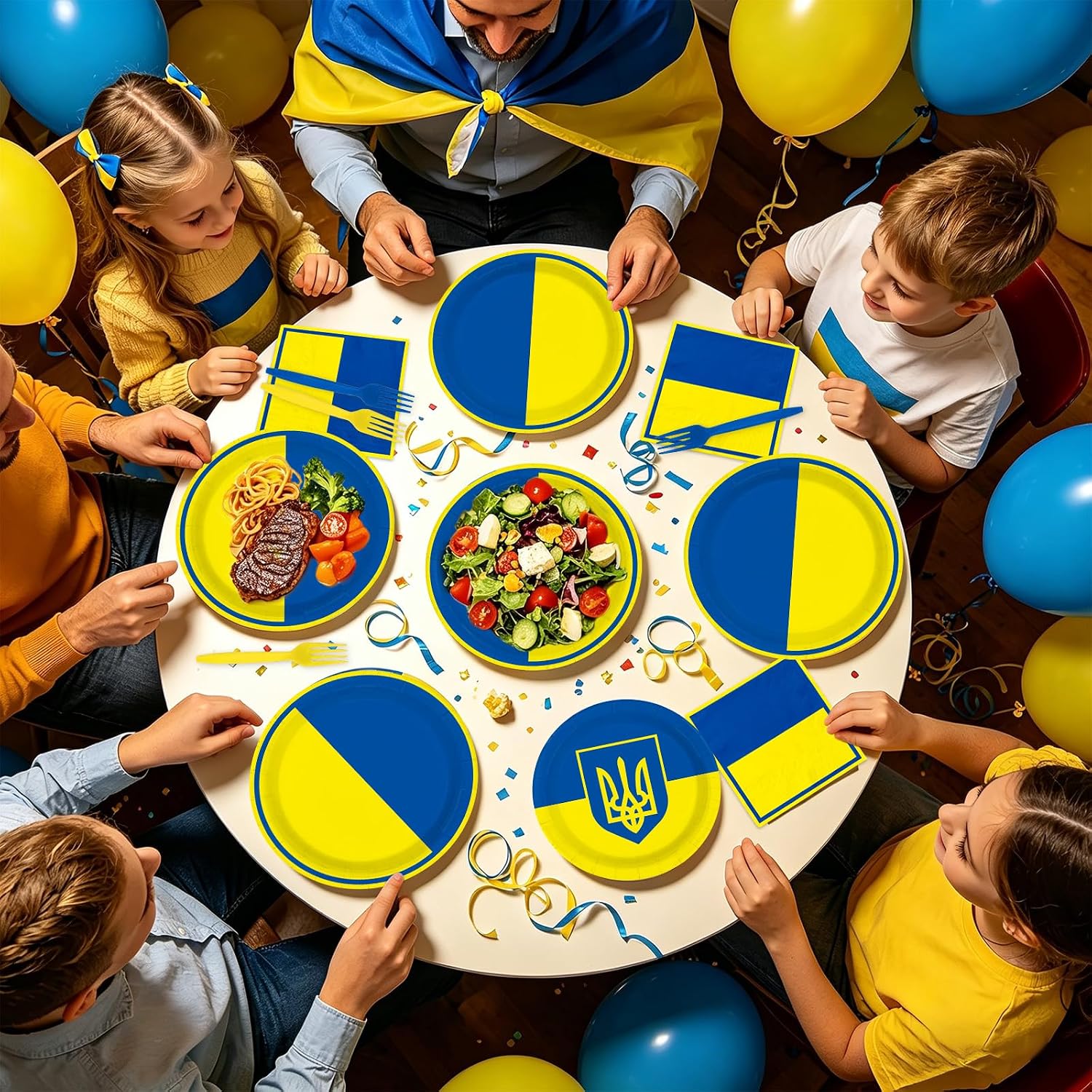 Ukraine flag disposable plates premium quality thick paper