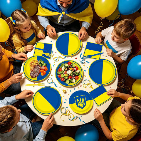 Ukraine flag disposable plates premium quality thick paper
