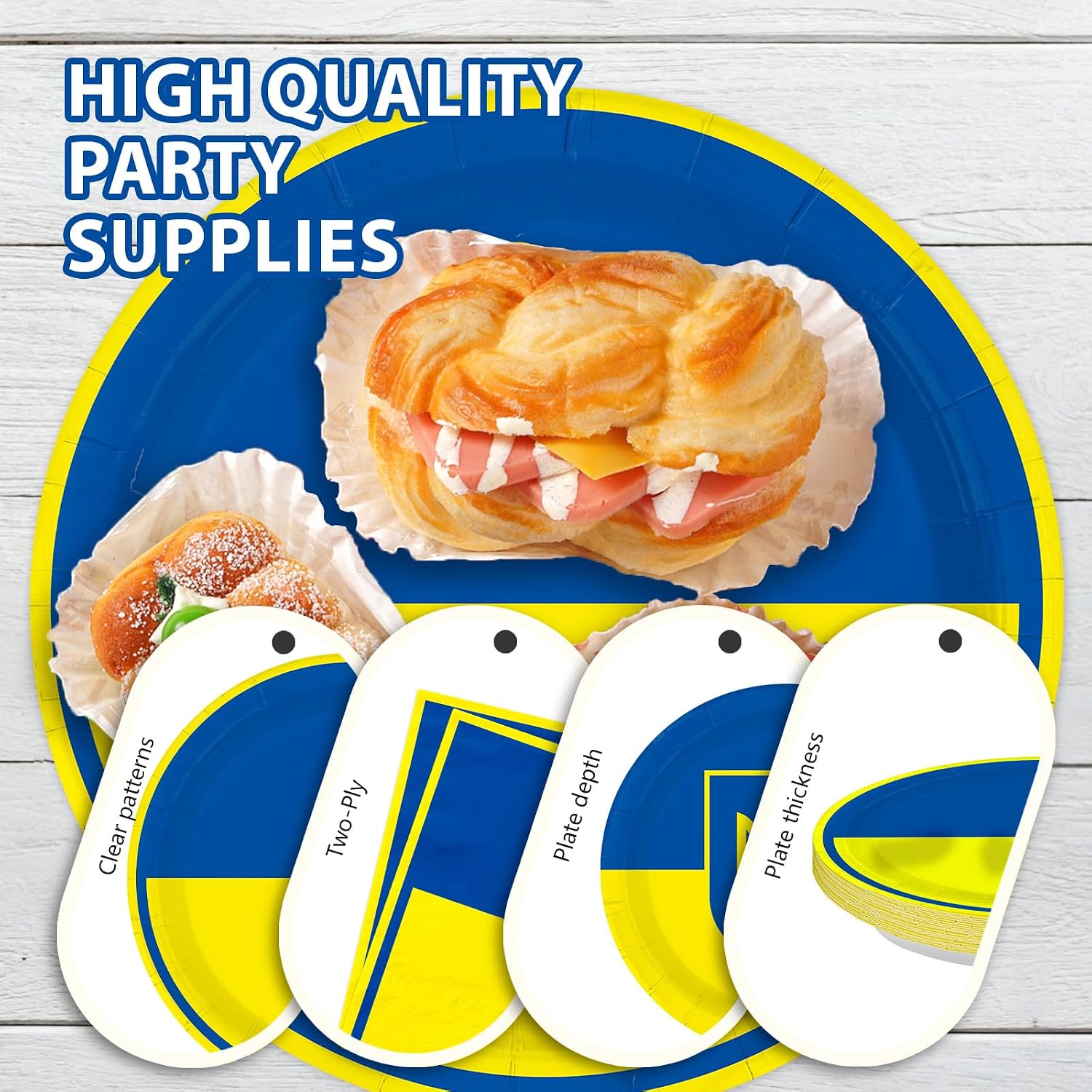 Ukraine national flag design details on paper plates