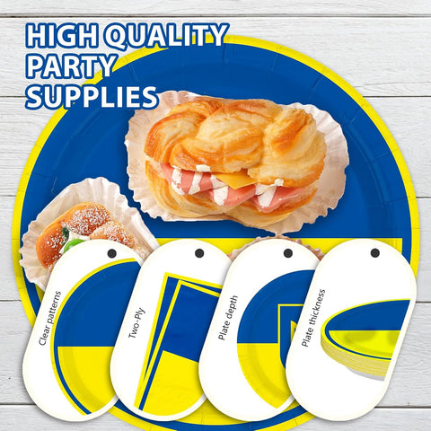 Ukraine national flag design details on paper plates