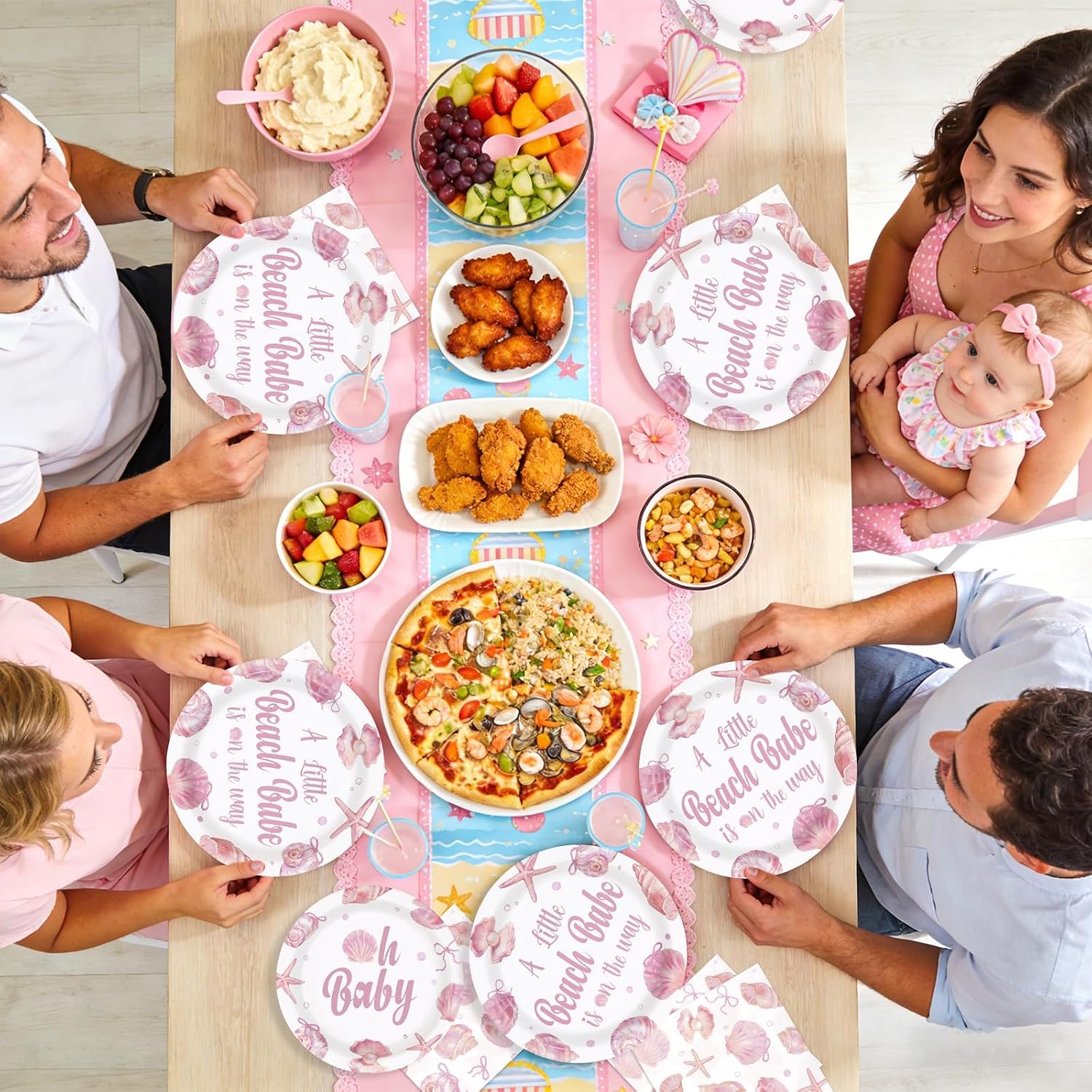 Under the sea beach babe baby shower plates and napkins set 96 pieces