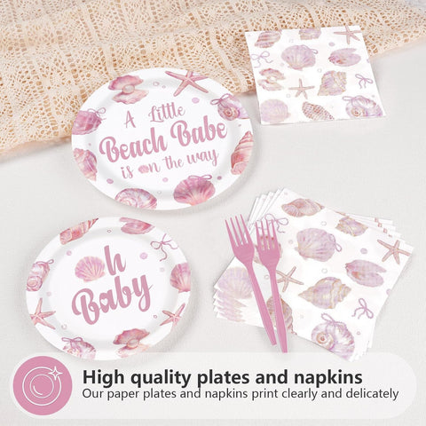Under the sea beach babe baby shower plates and napkins set 96 pieces